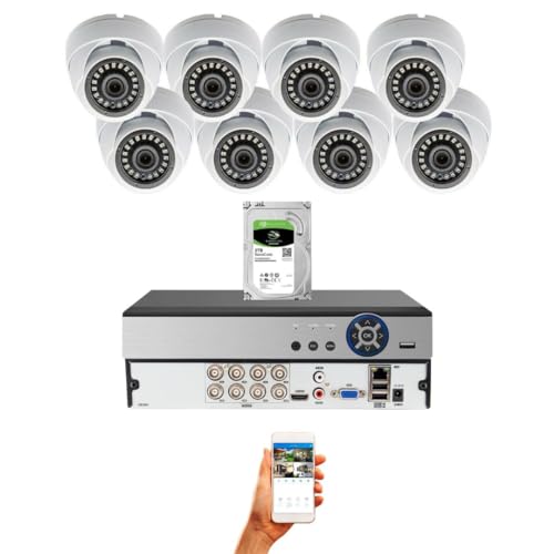 Evertech 8 Channel High Definition Surveillance System with 8 Indoor Outdoor Dome Security Cameras 2TB Hard Drive