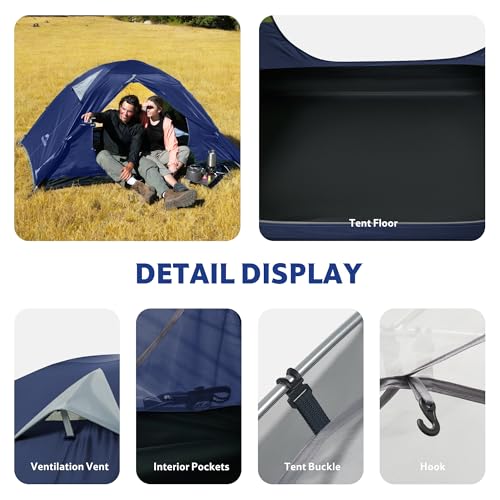 Image of Naturehike Bleik-A 2-3 Person Camping Tent, Waterproof Double Layer Lightweight Backpacking Tents for Camping