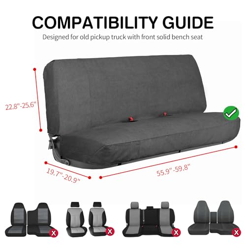 Image of Leader Accessories Solid Bench Seat Cover for Full Size Pickup Trucks, Grey | Solid Bench Seat Cover for Pickup SUVs, Heavy-Duty Woven Fabric Protect Dirt, Stains, Universal Fits Ford, Chevrolet, Dodge