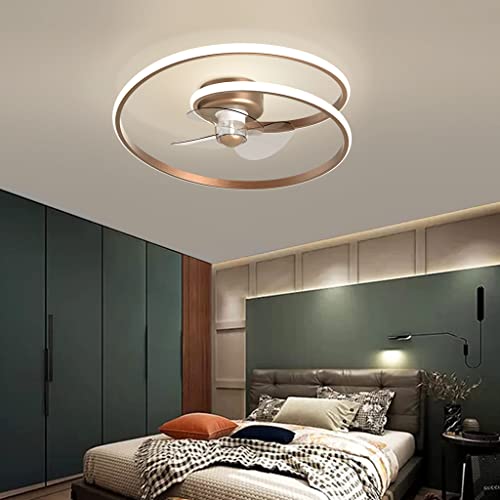 A.1.Coo Ventilador techo LED con luces Control remoto regulable Dormitorio Diseño espiral Lámpara pantalla acrílico Iluminación 3 velocidades fan silencioso fan techo Iluminación Lámpara sala Cover