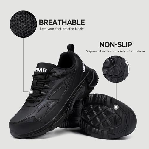 Image of LARNMERN Steel Toe Shoes for Men Lightweight Women Safety Toe Tennis Sneakers Water Resistant Breatheable Non Slip Work Shoe Stain Resistant Composite Toe Ergonomic Design(9,Black,RSA51022)