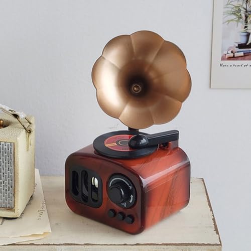 Gramófono miniatura PRETYZOOM adorno musical retro para mesa escritorio 5