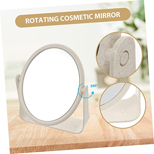 Espejo de maquillaje doble cara rotativo marco elegante miniatura 5