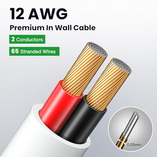 Cable de altavoz de calibre 12 para instalar en techo y pared interiores CCA de 250 pies 3