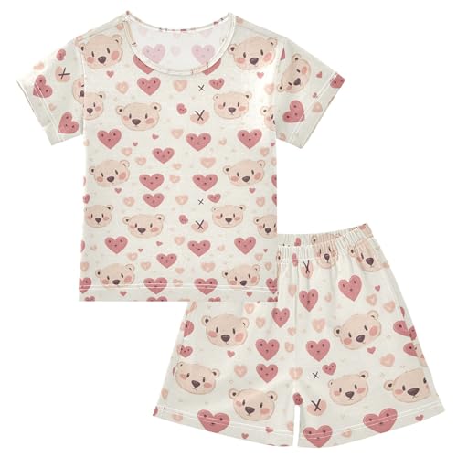 Bear Heart Valentine Pajama Set Pajamas Sleepwear Nightwear Loungewear Clothes Set B04035143