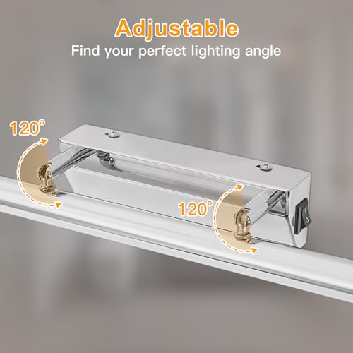 Dehobo LED Spiegelleuchte Bad 42CM 9W - Spiegellampe Badezimmer mit Schalter IP44 Wandbeleuchtung Neutralweiß 4000K 730LM für Badzimmer - Badleuchte Badspiegel Lampe Edelstahl Spiegel Schminklicht