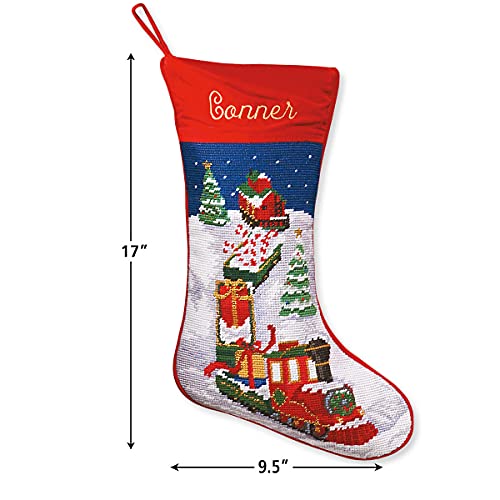 Lillian Vernon Train Personalized Heirloom Needlepoint Christmas Stocking - Wool with Cotton, 9 1/2" x 17" - Thumbnail 2