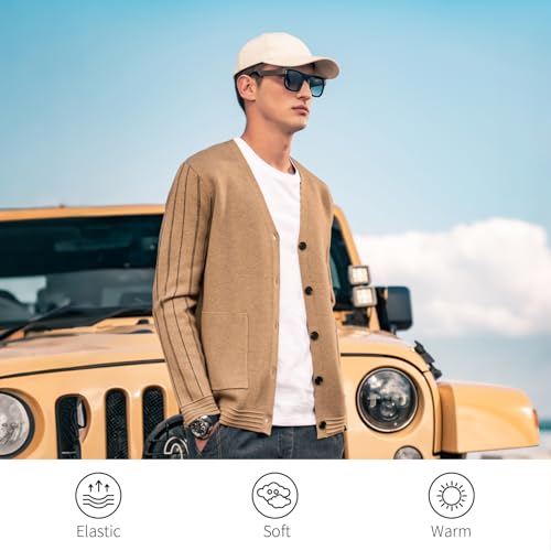 Image of Men's Cardigan Sweater Button Front V-Neck Long Sleeve Knit Sweaters