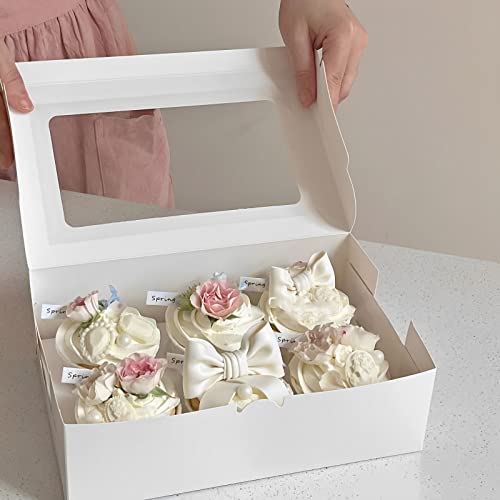 image for VANKUTL 20pcs 8x6x2.5 ​Inches Cookie Boxes with Window White Bakery 