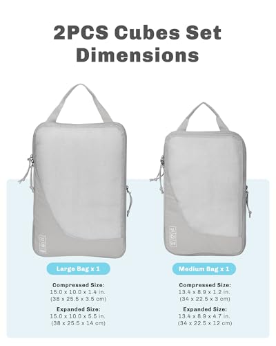 Image of 2 Set Compression Packing Cubes for Suitcases,Luggage,Travel Bag Organizer