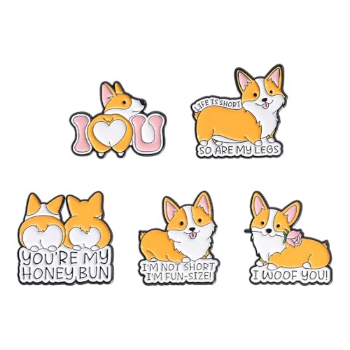 Image of Funny Animal Enamel Pins Set Corgi Frog Goose Cat Themed Badge Pins for Backpack Novelty Lapel Pins for Clothes Cartoon Brooches for Hats Bags Jackets