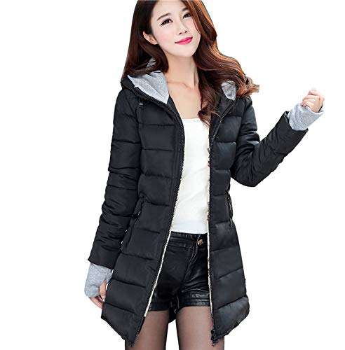 ASHOP Ropa Mujer, Chaquetas Mujer Invierno Elegante Abrigo Negro Outwear Sudadera con Capucha (Negro,M)