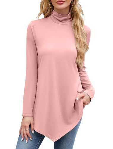 Image of JUSTFASHIONNOW Turtle Neck Shirts for Women Long Sleeve Fall Tunic Tops