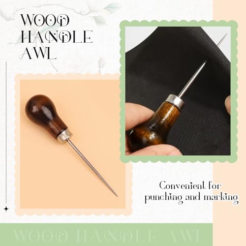 Image of CoolShef 12Pcs Book Binding Kit - Leather Craft Tools with Bone Folder, Waxed Thread, Awl & Large-Eye Needles | Stitching Tools for Tailoring and Handmade Bookbinding Crafts