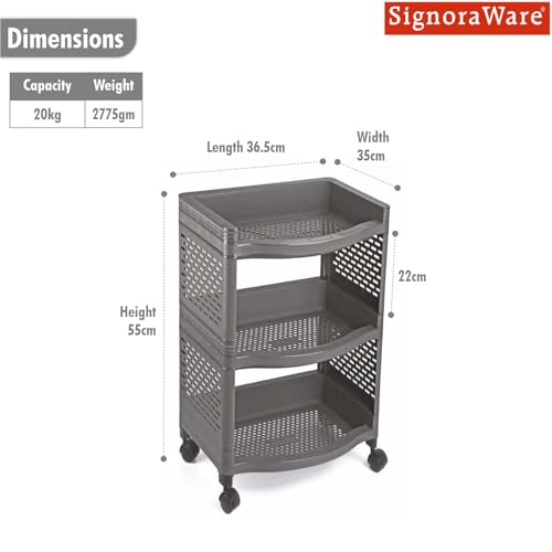 Image of SignoraWare Smart BPA Free Plastic Organiser | Modular Design | Designed to fit on countertops | Easy to Clean | Lightweight & Durable | Ideal for Daily-use Spices (20kg | Set of 3 | Darkgrey)