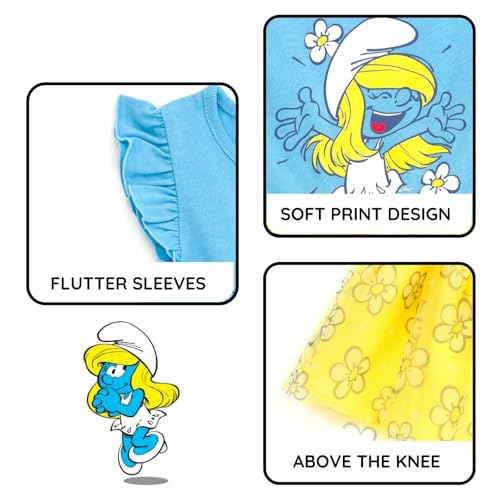 The Smurfs Smurfette Floral Girls Tutu Tulle Dress Toddler to Big Kid Sizes (2T - 10-12)4