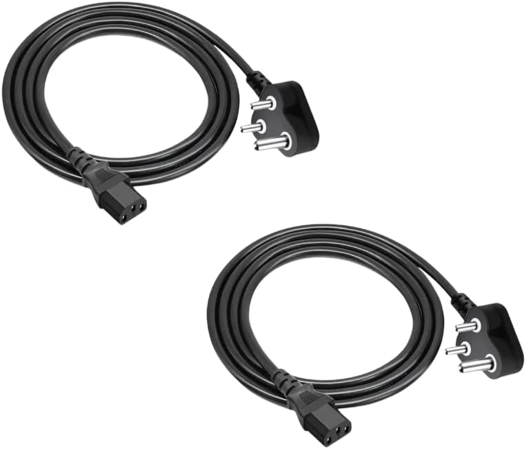 AC Power Cable Set | 220V 3 Pin Copper Core Wire | Replacement Power Cord Pack of 2 |Power Cable for Medical Devices Pack of 2 | Stable Voltage Support