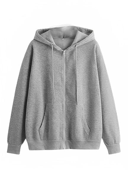 lll fashion Fleece Women's Full Sleeve Zip-Through Hoodie | Jacket for Women | Breathable, Solid Color Hooded Jacket with Front Zipper Closure (IN, Alpha, Small, Regular, GREY)-picture-15