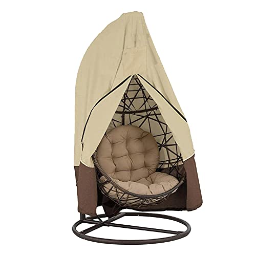 HUANRU Capa protetora para poltrona suspensa 420D Oxford com fecho de correr, impermeável, para jardim, exterior (190 x 115 cm (assento individual, bege)