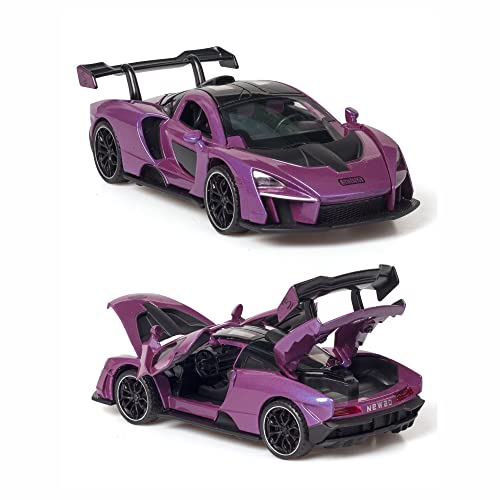 Alloy Collectible Purple Mclaren Senna Toy Vehicle Pull Back Diecast Car With Lights And Sound #TOP4