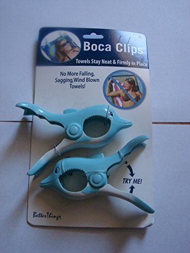 Boca Beach Towel Clips (Set of 2) - Towels Stay Neatly and Firmly in Place - Dolphins