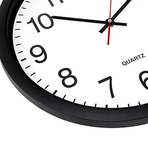 Image of Bernhard Products Black Wall Clock Silent Non Ticking - 16 Inch Extra Large Quality Quartz Battery Operated Round Easy to Read Home /Office /Business /Kitchen /Classroom /School Clocks