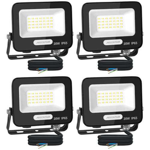 Aigostar Foco LED Exterior 20w 1650LM: Foco Proyectore LED Exterior Impermeable IP65-6500K Blanco Frío para Garaje Jardín Patio Parque. 4pcs