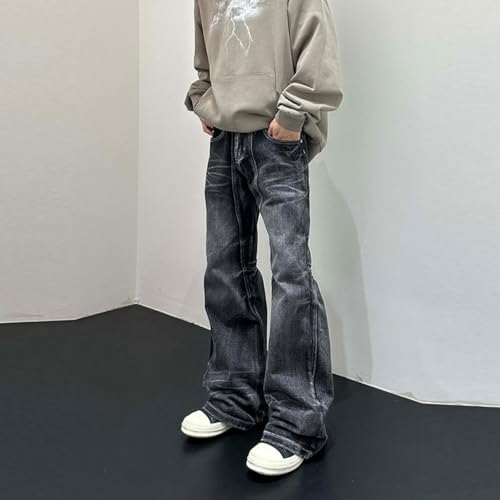 Jeans Pants Trouser Denim Trendy Street Grey Retro Casual Commuter Flared Straight Leg for Men4