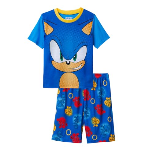 Sonic The Hedgehog Boys Shorts and Sleep Shirt Kids Sleepwear 2 Piece Pajama Set Blue 6