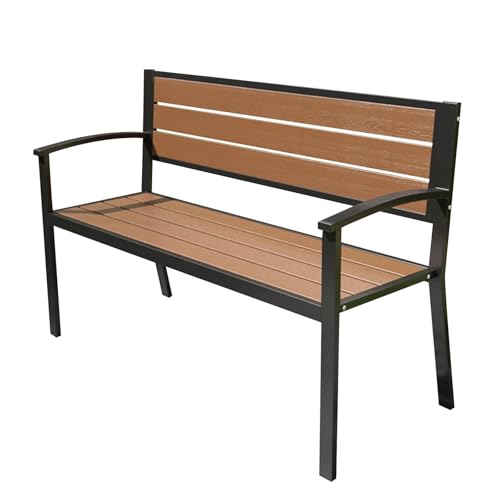 Banc de jardin résistant à l'eau bois massif blanc assise à lattes