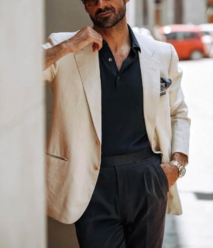Linen Men's Sport Coats & Blazers Two Button Lightweight Suit Jacket for Men for Wedding Casual4