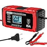 TEKXDD Chargeur Batterie Voitures 12V/24V 15A Automatique, avec Compensation de Température,Booster Batterie Universel Intelligent, pour Voiture, Camion, Moto, Maintien de Charge Sûr Et Efficace