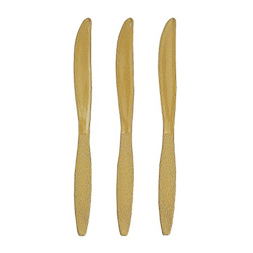 Fun Express - Metallic Gold Plastic Knives (50 Pc) - Party Supplies - Solid Tableware - Cutlery - 50 Pieces