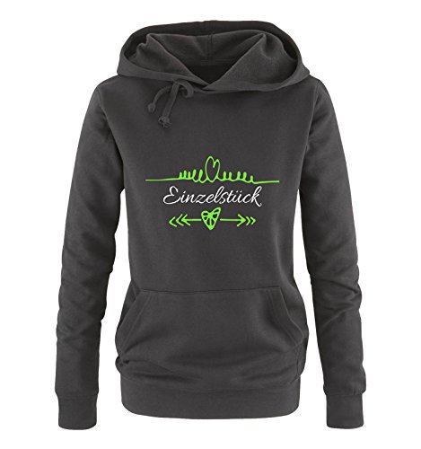 Einzelstück - Herz Pfeile - Damen Hoodie - Schwarz/Weiss-Neongrün Gr. XXL