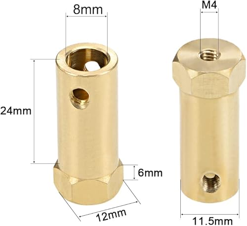 Miniatura 2 de uxcell Acoplador hexagonal de 0.315 in de diámetro del motor hexagonal de latón conector de acoplamiento para ruedas de coche, neumáticos, motor de