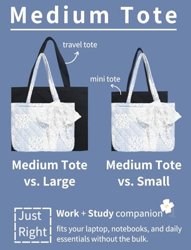 Bolso tote acolchado y floral para mujer, de algodón, tamaño mediano miniatura 3