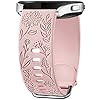 Mastten Sonneblume Gravierte Armband Kompatibel mit Samsung Galaxy Watch 6/Watch 5/Watch 4 40mm 44mm Damen, 20mm Weich Sport Silikon Ersatzarmband für Galaxy Watch Active 2/Watch 3 41mm/5 Pro, Rosa
