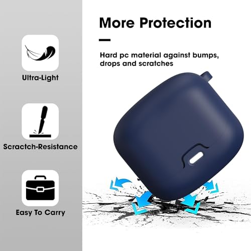 Image of Sounce Earphone Case Cover Compatible for Boult Audio Z40, Soft Silicone Skin Case Cover Shock-Absorbing Protective Case with Keychain [Front LED Visible] (Blue)