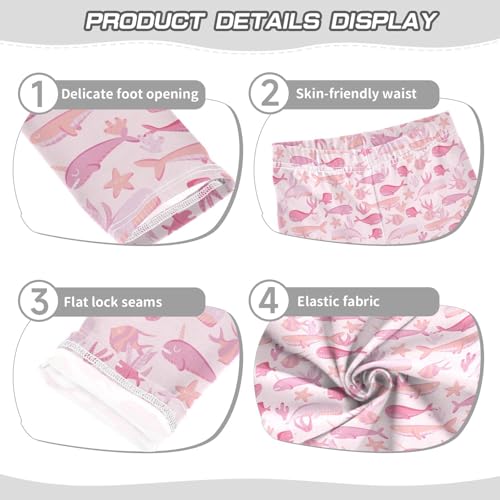ZZKKO Girls Leggings Whales Fish Coral Toddler Girls Clothes Leggings for Girls Toddler Girls Leggings 3-4T3