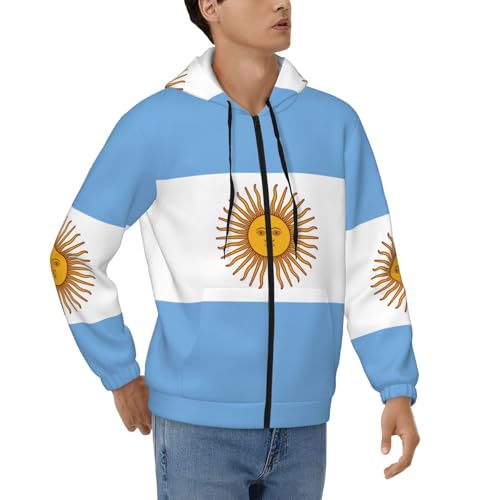 Sweat à capuche zippé EdWal à manches longues avec imprimé Argentine