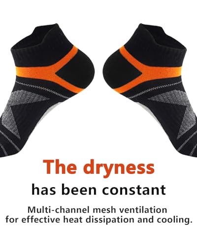 Men Ankle Athletic Socks Sweat Absorbent Breathable Arch Cushioning Running Basketball Socks 8-13 (5 Pairs)3