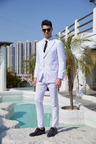 Mens Double Breasted 3 Piece Suits Slim Fit Wedding Suit Two Button Jackets Vest Pants Sets Prom Formal3