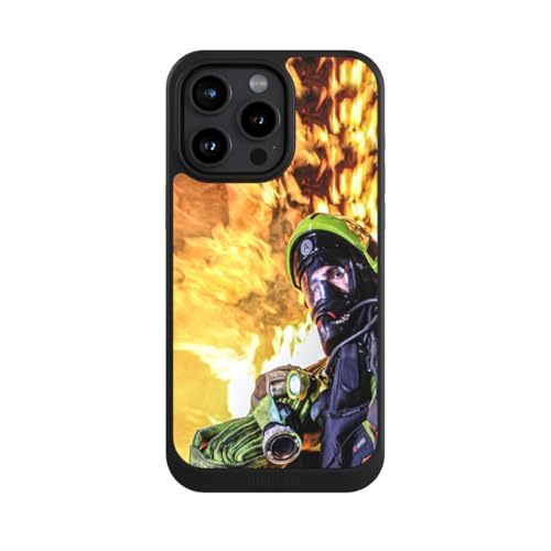 Coque iPhone 15 Pro Max NIVOcore noire anti-choc motif pompier