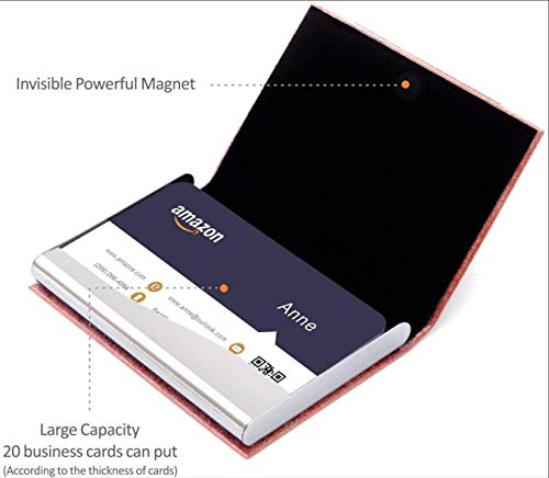 AYCLIF Etui na wizytówki, profesjonalne, wykonane ze skóry PU, metalowe etui na wizytówki, dla mężczyzn i kobiet, z zapięciem magnetycznym