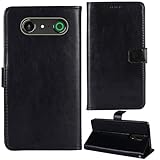 Tnviud Premium Retro Flip Leder Tasche Schütz Hülle Handy Handy Hülle Für Doro Aurora A20 / A21 Abdeckung Wallet Cover Etui Holder (Schwarz)
