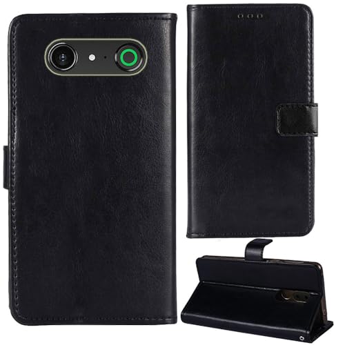 Tnviud Premium Retro Flip Leder Tasche Schütz Hülle Handy Handy Hülle Für Doro Aurora A20 / A21 Abdeckung Wallet Cover Etui Holder (Schwarz)
