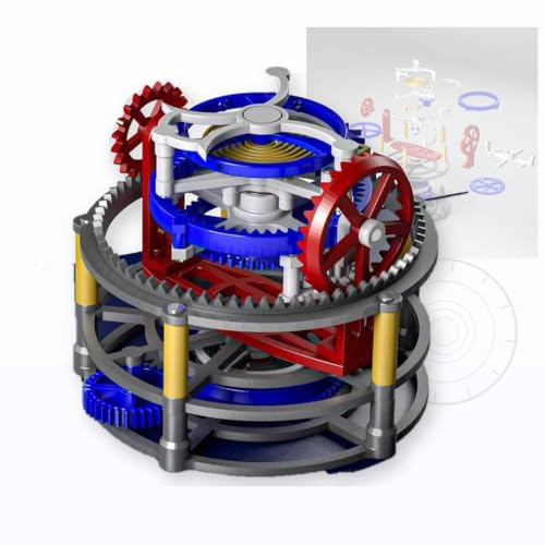 Tourbillon de tres ejes mecánico impreso en 3D con cuerda manual para maquetas educativas STEM