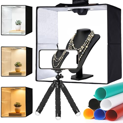 CAVORA Portable Light Box Photography, 16x16 inches, Folding Photo Studio