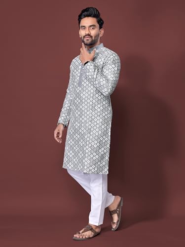 Image of Men's Silk Blend Solid Straight Kurta