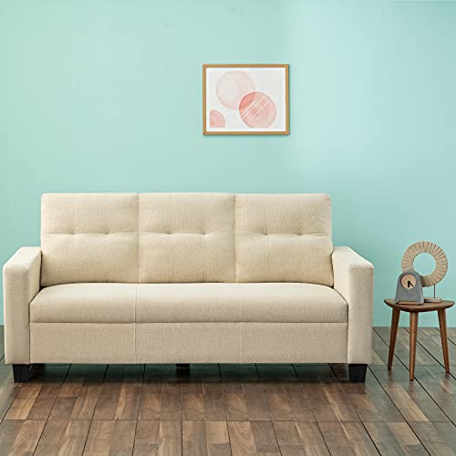 Image of Duroflex Ease - 5 Seater Sofa, 3+2 Sofa Set | Premium Fabric, High Comfort Foam, Durable Termite-Resistant Wooden Frame & Easy Maintenance | 3-Year Warranty - Beige